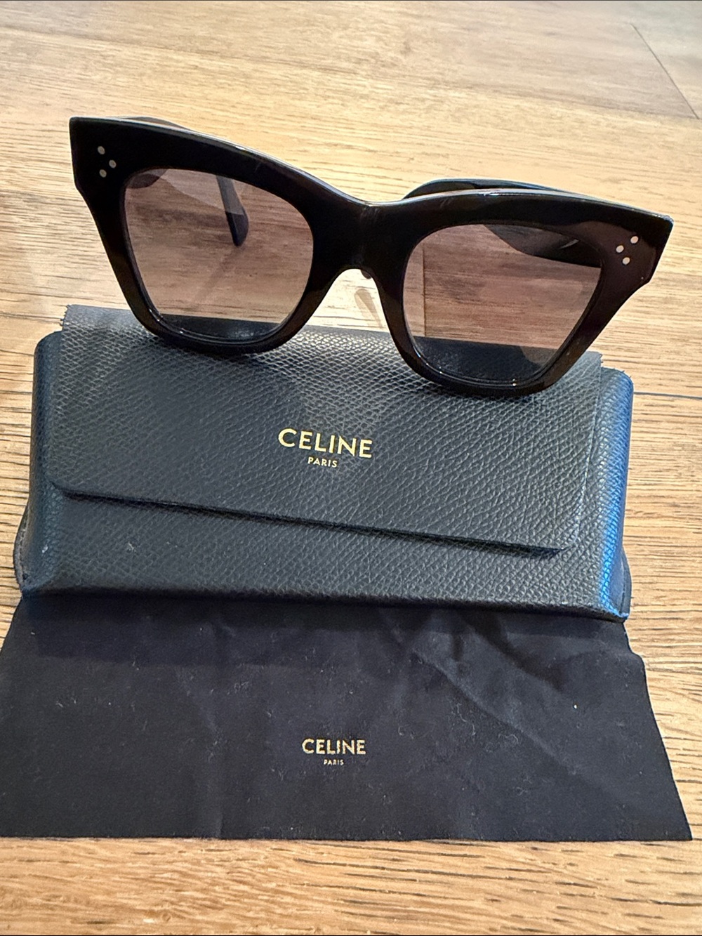 Celine Black Cat-Eye Sunglasses with Gradient Lenses